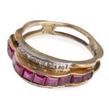 GOLD RING WITH RUBIES AND DIAMONDS