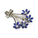 SILVER AND ENAMEL BROOCH 1940s/50s
