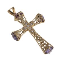 GOLD PENDANT WITH AMETHYSTS AND ZIRCONS