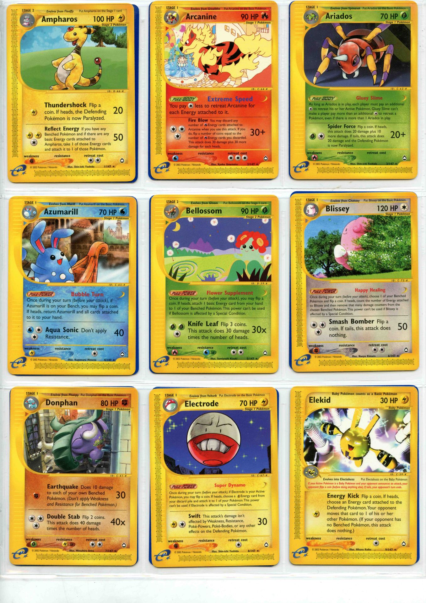 Pokemon TCG - Aquapolis Non-Holo Rare, Uncommon & Common - Complete Set 147/147 - This lot