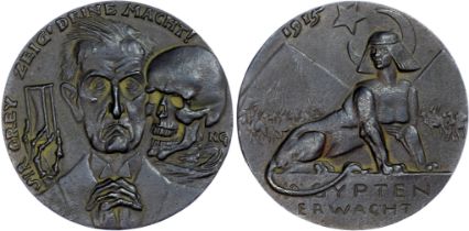 Germany, The Awakening of Egypt, cast iron Medal 1915 by Karl Goetz