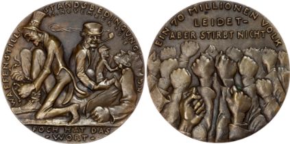 Germany, Conditions of the Armistice, cast medal 1918 by Karl Goetz