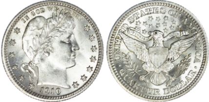USA, silver Baber Quarter Dollar, 1910