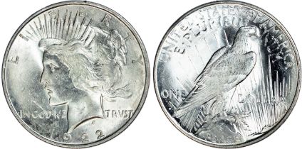 USA, silver Peace Dollar, 1922