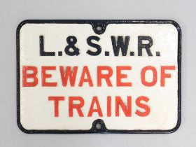 L.& S.W.R. WARNING SIGN.