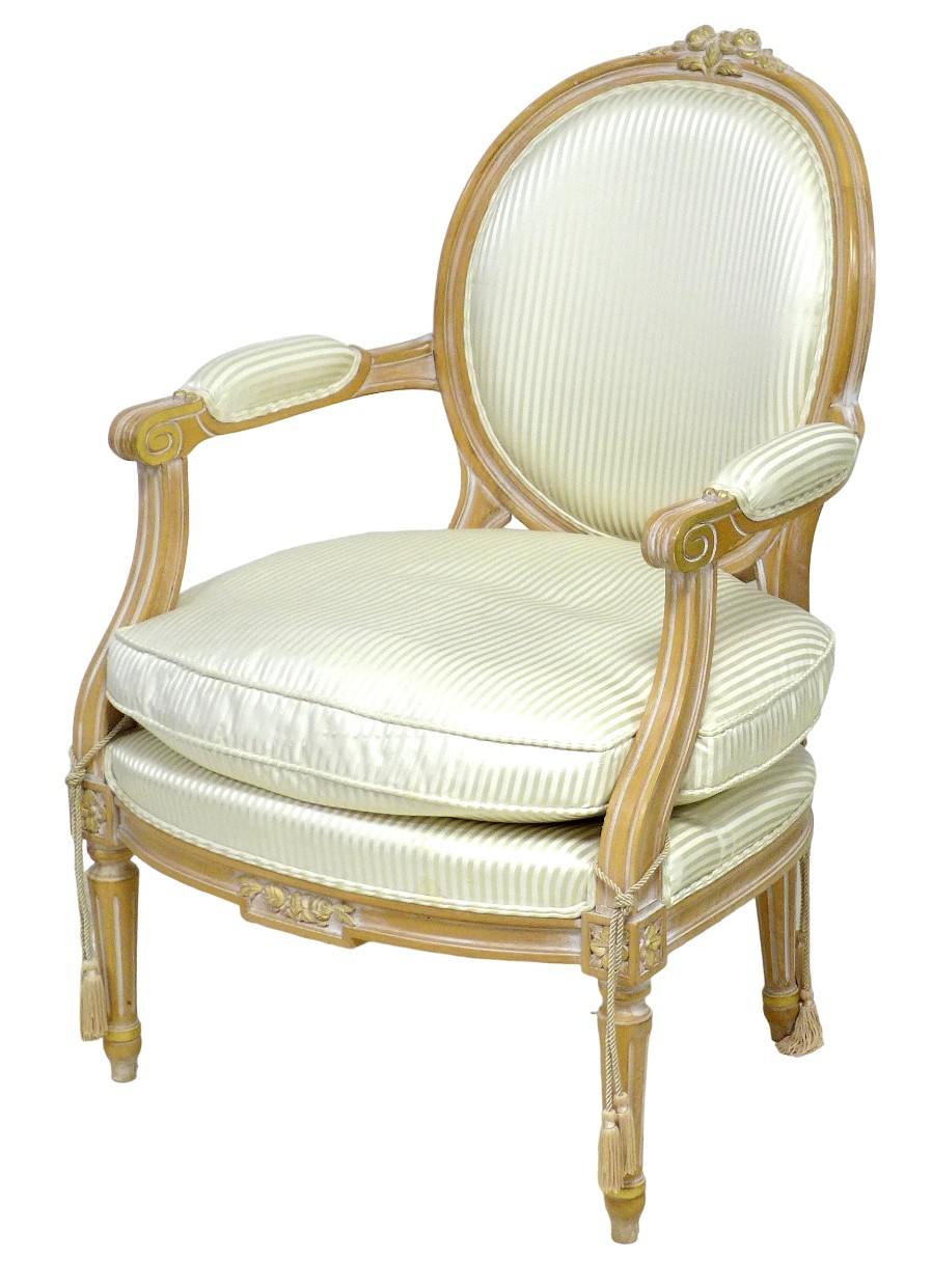 An Italian fauteuil (open armchair), in French 18th century style, made by Elli Boff s.n.c., with