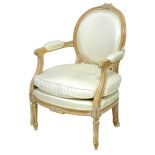 An Italian fauteuil (open armchair), in French 18th century style, made by Elli Boff s.n.c., with