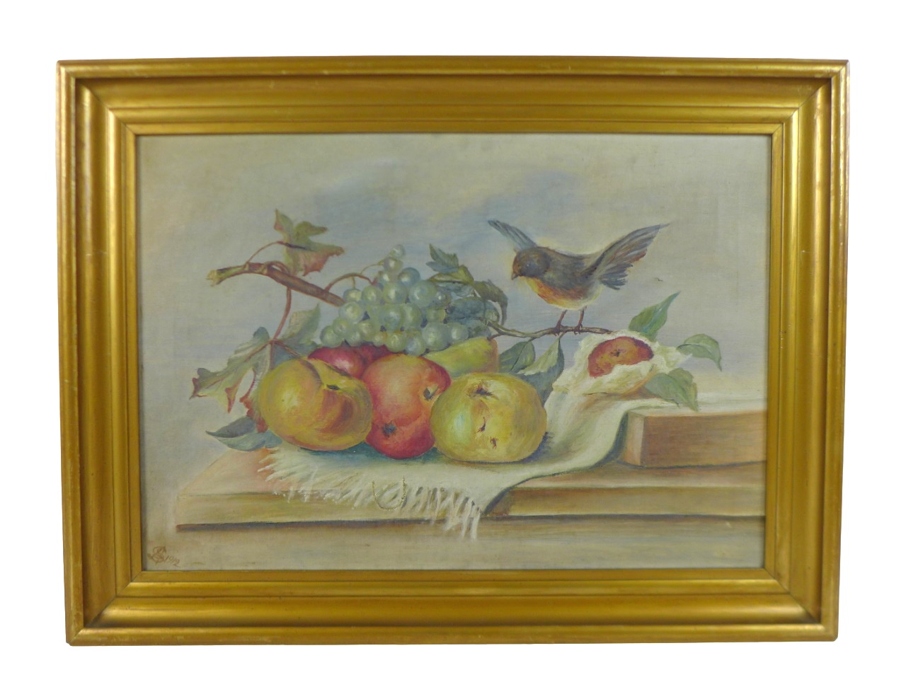 A pair of Edwardian still life paintings of fruit, each monogrammed ‘AS’ and dated 1912, framed. (2) - Image 7 of 10