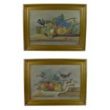 A pair of Edwardian still life paintings of fruit, each monogrammed ‘AS’ and dated 1912, framed. (2)