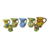 A collection of Art Deco jugs depicting birds, including Burleigh Ware Kingfisher, 12cm high, and