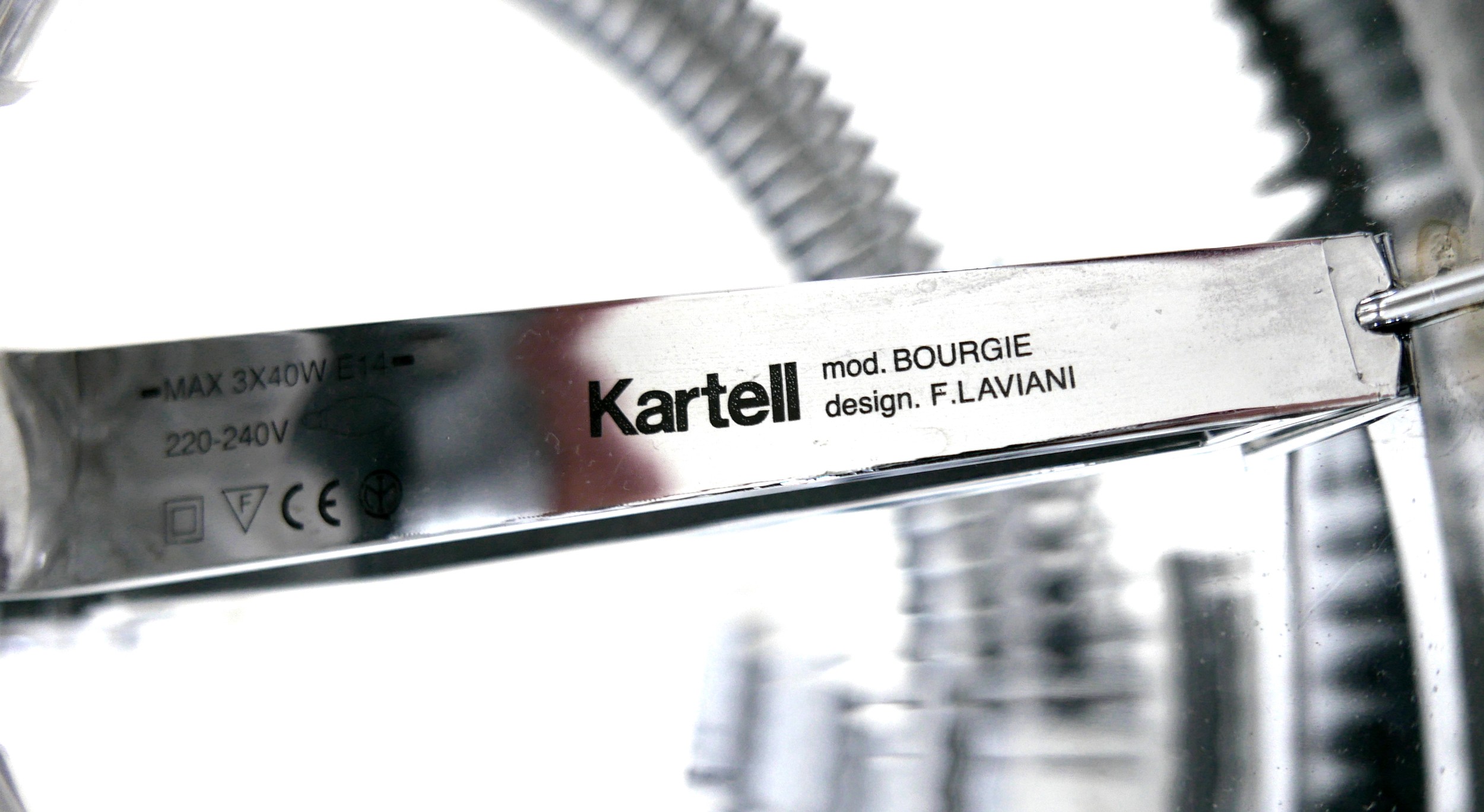 A Kartell Bourgie perspex table lamp, silvered finish, designed by Ferruccio Laviani, 32 by 69cm - Image 3 of 3