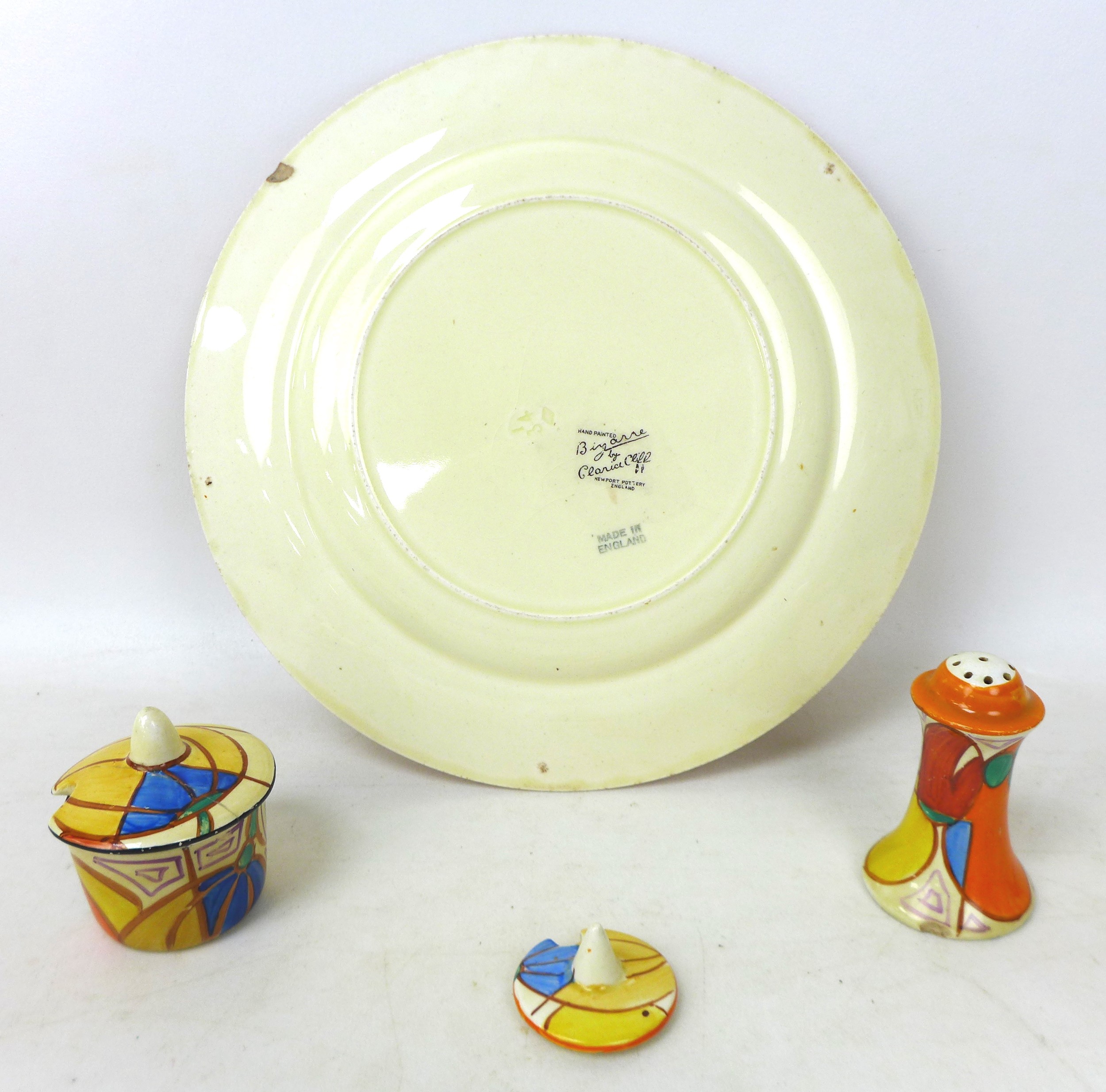 A collection of Clarice Cliff 'Melon' design items, comprising Bizarre Fantasque plate, 25cm - Image 2 of 3