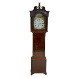 A 19th century oak long case clock, with painted Roman numeral dial, two train movement, plain