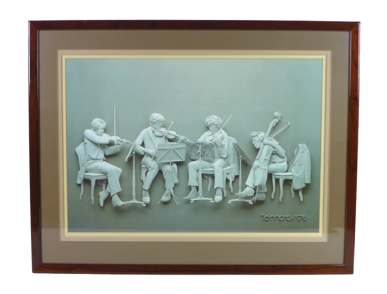 After Seigbert Reinhard: 'The Rehearsal', monochrome 3D effect print, dated 1976, mounted, glazed,