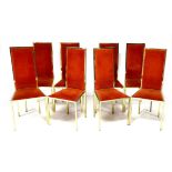 A set of eight vintage Italian dining chairs, circa 1970s, designed by Renato Zevi, with brass
