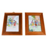 Two 20th century Chinese style famille vert porcelain plaques