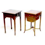 An Edwardian mahogany sewing table, together with an Edwardian mahogany sewing box, with secret