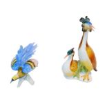 Two Karl Ens bird figurines, comprising of a pair of Grebes, impressed number '7565' together with a