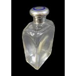 A late Victorian silver topped cut glass decanter, the threaded silver stopper engraved ‘H de C’,