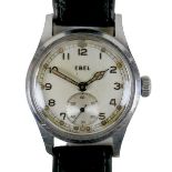 A WWII Ebel stainless steel gentleman's wristwatch, silvered dial