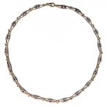 A 9ct gold fancy link necklace, 10.2g, 43cm long.