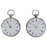 Two small silver open faced lever pocket watches, Dent, London 1847, case 42mm, 64.0g, and