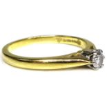 An 18ct gold and diamond solitaire ring, the brilliant cut stone 3.6mm diameter, size K, 2.6g.