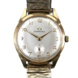 A Garrard 9ct gold cased gentleman's wristwatch, circa 1970, circular silvered dial with date