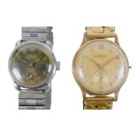 Two vintage wristwatches, comprising an Accurist 9ct yellow gold cased gentleman’s wristwatch, a/f
