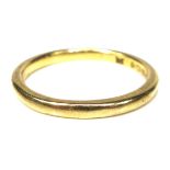 A 22ct gold band ring, 2mm wide, size M/N, 3.3g.