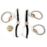 A collection of lady’s wristwatches, comprising a Pierce 9ct yellow gold cased wristwatch, an Art