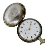 A George III silver cased full hunter pocket watch, with Roman numeral dial, subsidiary dial, key