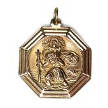 A 9ct gold medallion, with depiction of St. Christopher, of octagonal form, 2.4cm, 6.2g.