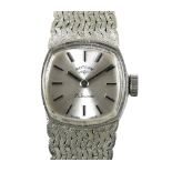 A Rotary 9ct white gold cased lady's wristwatch, circa 1970s, silvered dial with silver batons,