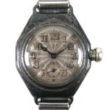 An Art Deco Rolex Oyster steel cased gentleman's wristwatch, circular silvered guilloche dial with