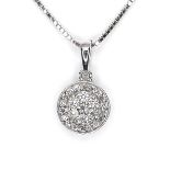 A 9ct white gold and diamond target pendant, 8mm diameter, total diamond weight approximately 0.