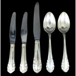 Five pieces of early 20th century Georg Jensen Lily of the Valley pattern silver flatware,