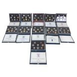 Nineteen United Kingdom proof coin sets, four 1983 sets, four 1984 sets, two 1985 sets, four sets of