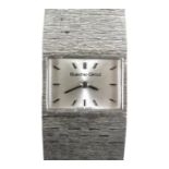 A Bueche-Girod 9ct white gold cased lady's wristwatch, circa 1970's, rectangular silvered dial,