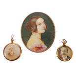 A Victorian miniature portrait depicting a young Queen Victoria, after the original by Sir W C