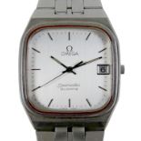 A vintage Omega Seamaster Quartz stainless steel gentleman's wristwatch, circa 1980s, rounded square