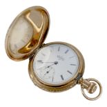An American Elgin yellow metal cased full hunter pocket watch, with Roman numeral dial and a