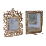 Two 19th century style wall mirrors, including one with a pierced gilt wooden frame, 39 by 53cm
