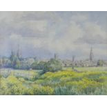 Wilfrid Rene Wood (British, 1888-1976): a view of Stamford from Stamford Meadows, watercolour,
