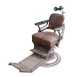 A vintage Corno cast iron dentist's chair, with adjustable seat, a/f, 134 by 58 by 104cm high.