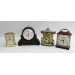 A group of four modern mantel clocks, quartz movements, by Rushcliffe, Emes, Richard Ward, and