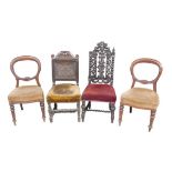 A collection of four dining and side chairs, including a late 18th/early 19th century oak framed
