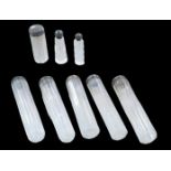 Eight silver topped scent bottles, largest, 3.3 by 17.5cm long 1.6toz weighable silver. (8)