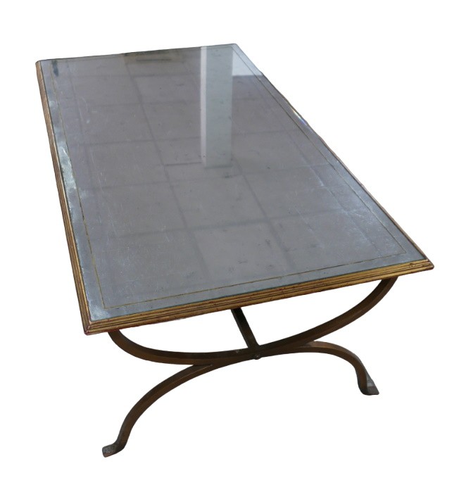 A 20th century mirrored topped coffee table, with bronzed metal base, 132 by 76 by 50.5cm high. - Image 2 of 2