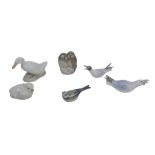 Six Royal Copenhagen and Bing & Grondahl figurines of birds, comprising four Royal Copenhagen